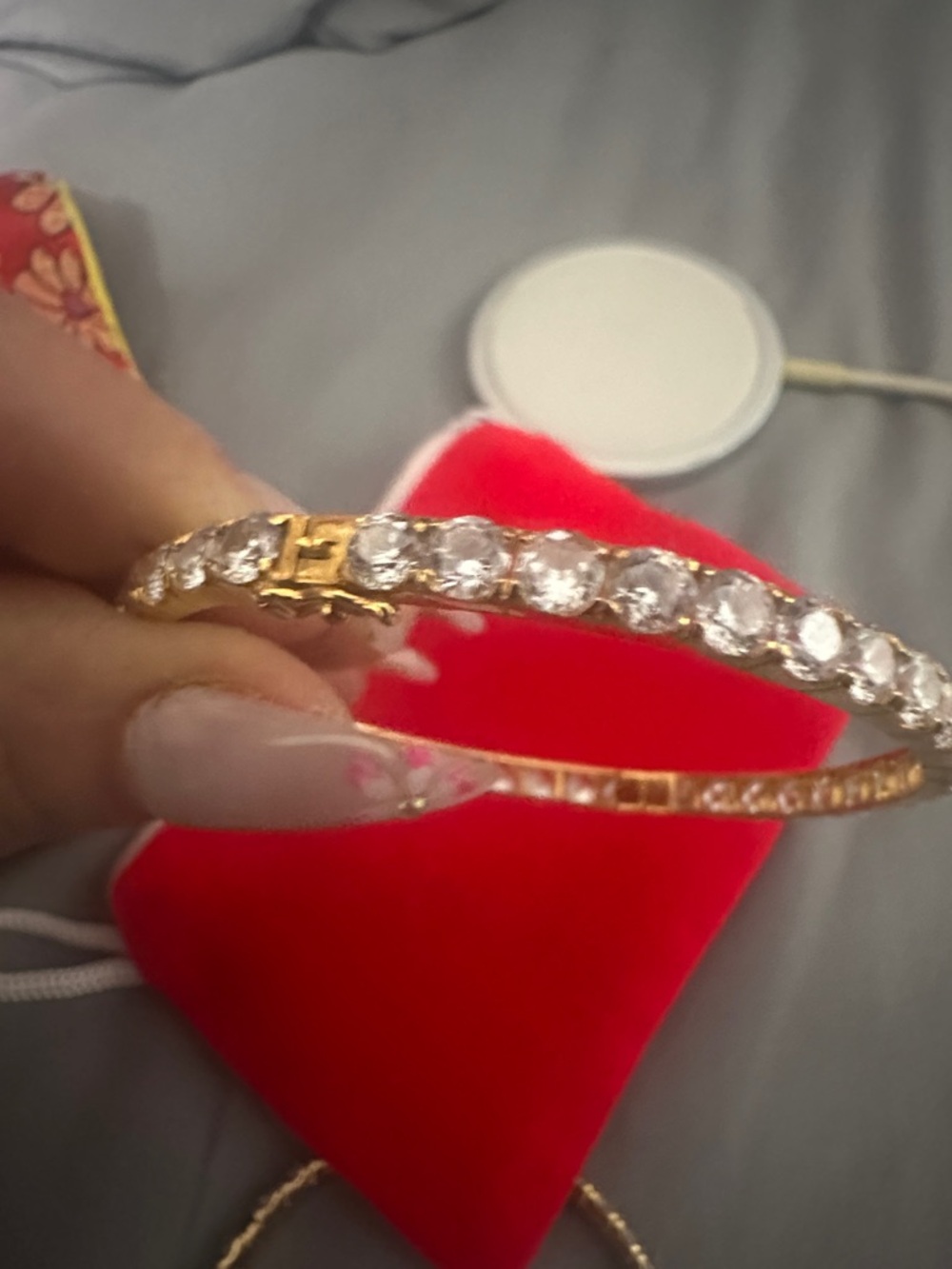 Gold Crystal-Accent Bangle Bracelet - Women Jewelry - Picture 2 of 6